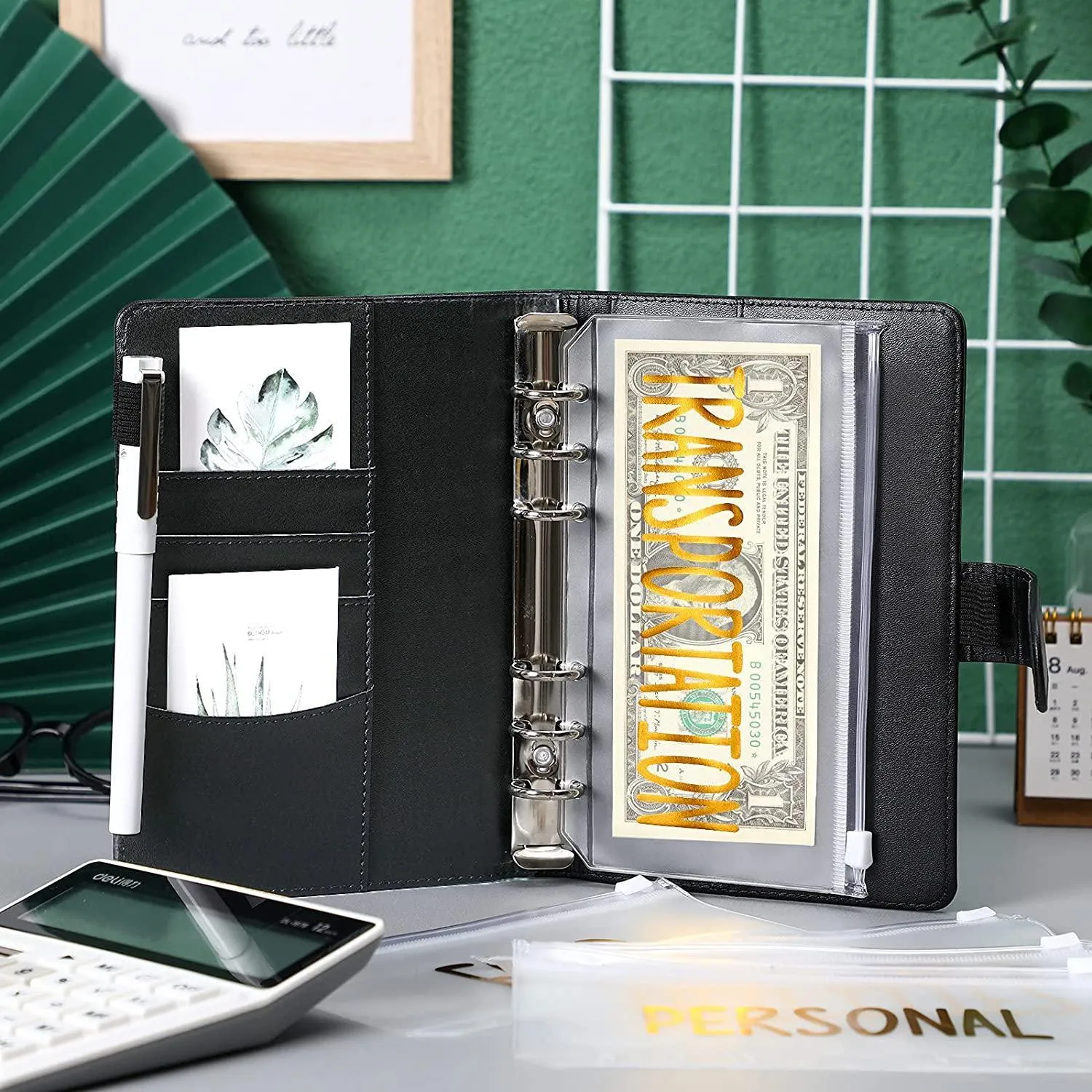 Classeur Budget A6 Avec Enveloppes à Glissière - Organisateur Finances Personnelles Style Marbre