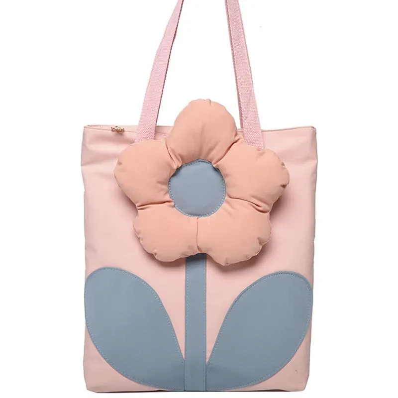 Evening Bags Summer Women Shoulder Female Large Capacity Handbags Lady Cute Flower Purse Luxury Designer Colorful Block Canvas BagEvening