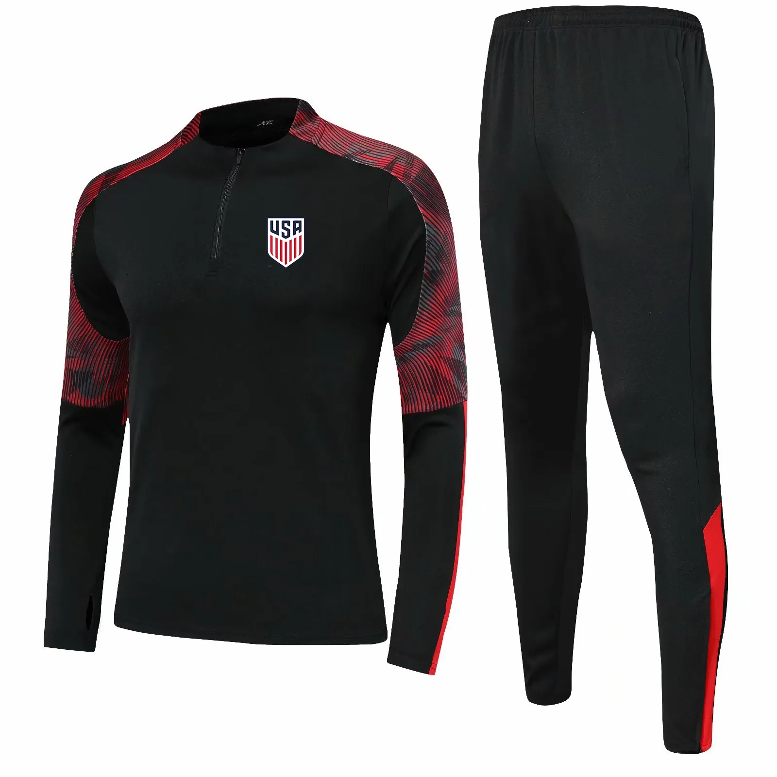 Krajowe dzieci w Stanach Zjednoczonych Rozmiar 4xs do XS bieganie dresy dla mężczyzn Zestawy kombinezonów piłkarskich na świeżym powietrzu Kurtki Juciki Sport Sportswear Trening Soccer Trening