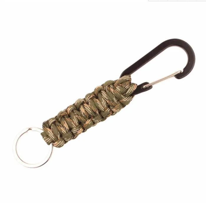 portatile EDC Paracord Corda strumento Portachiavi Gadget da esterno Kit di sopravvivenza da campeggio Cordone da paracadute militare Nodo di emergenza Anello portachiavi Moschettone da campeggio