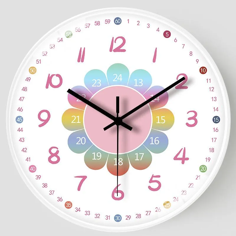 Wall Clocks Inch Special Colorful Clock White Modern Silent Roman Timepiece For Children Living Room Bedroom Kitchen Home Art DecorWall Cloc