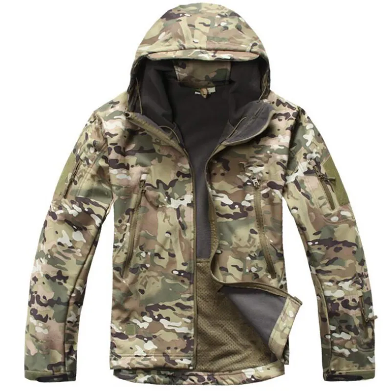 Jaqueta Tática Homens Camuflagem Militar Ao Ar Livre À Prova D 'Água Soft Shell Jaquetas Mens Inverno Quente Fleece Flight Casacos Caça Roupas 220727