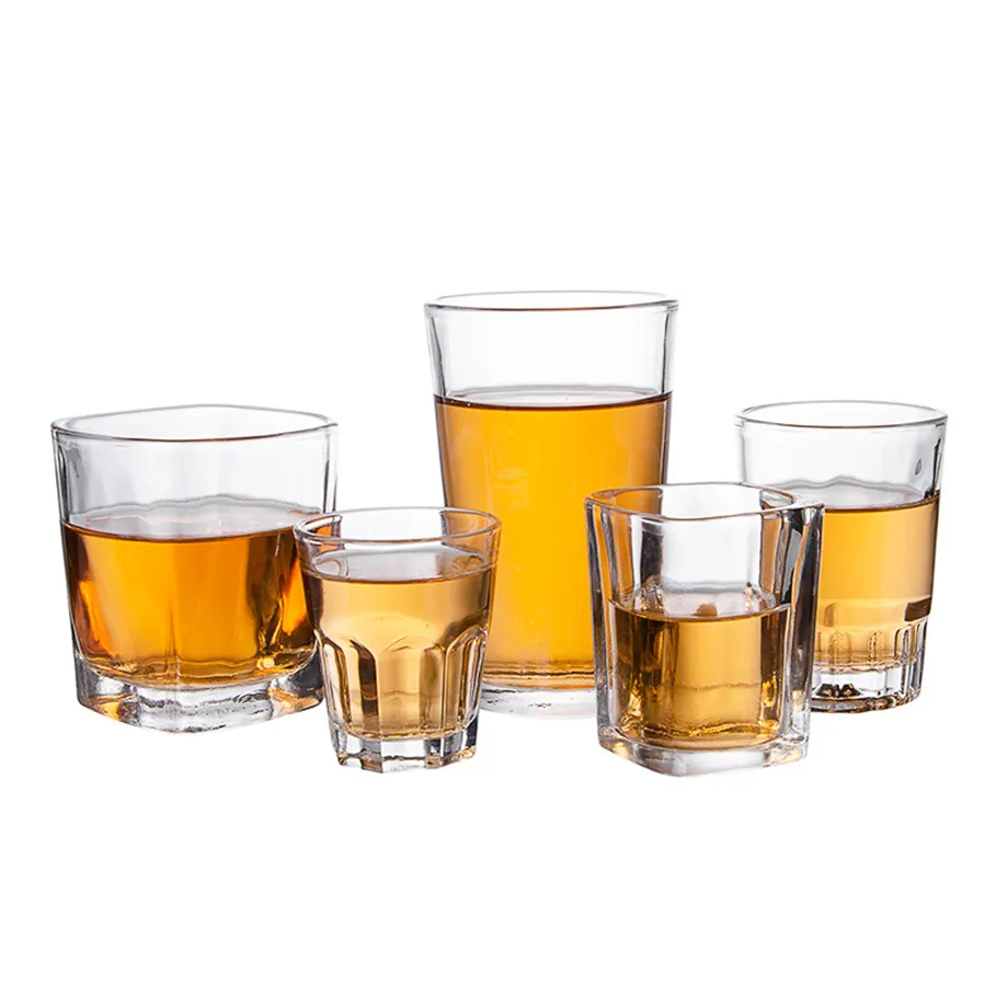 Tempered whisky glas wijnschot mini mok 50 ml/1,5 oz vierkant 60 ml/2oz achthoekige bar beker whisky tumbler