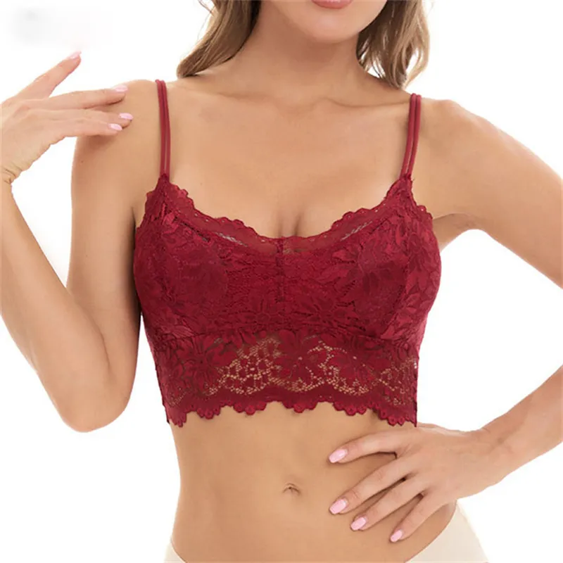 Beauté dos soutien-gorge bustier tubulaire femmes haut court Lingerie Sexy sans fil Push Up Lingerie mode dentelle débardeur pour les femmes