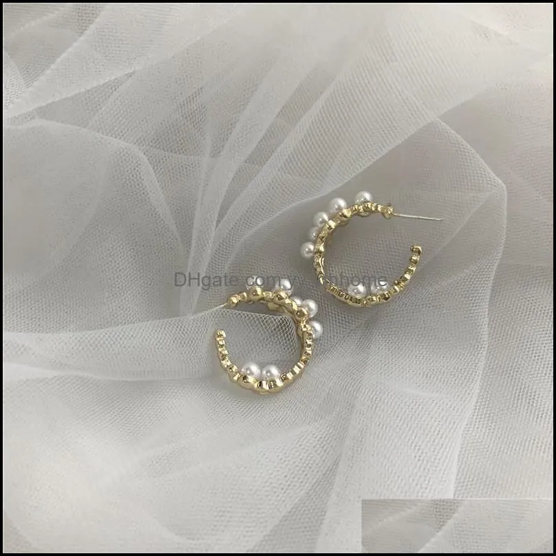 new pearl hoop earrings for women lightweight faux pearl beaded earrings open hoop dangle earrings bridal jewelry gifts-z