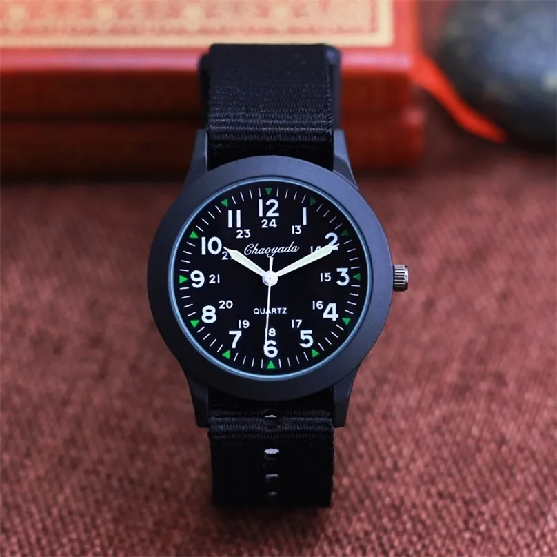 Chaoyada Children Boys Girls 24hours Canvas Pointer Pointer Quartz Wristwatches Kids Students Watchproof Watches 220714