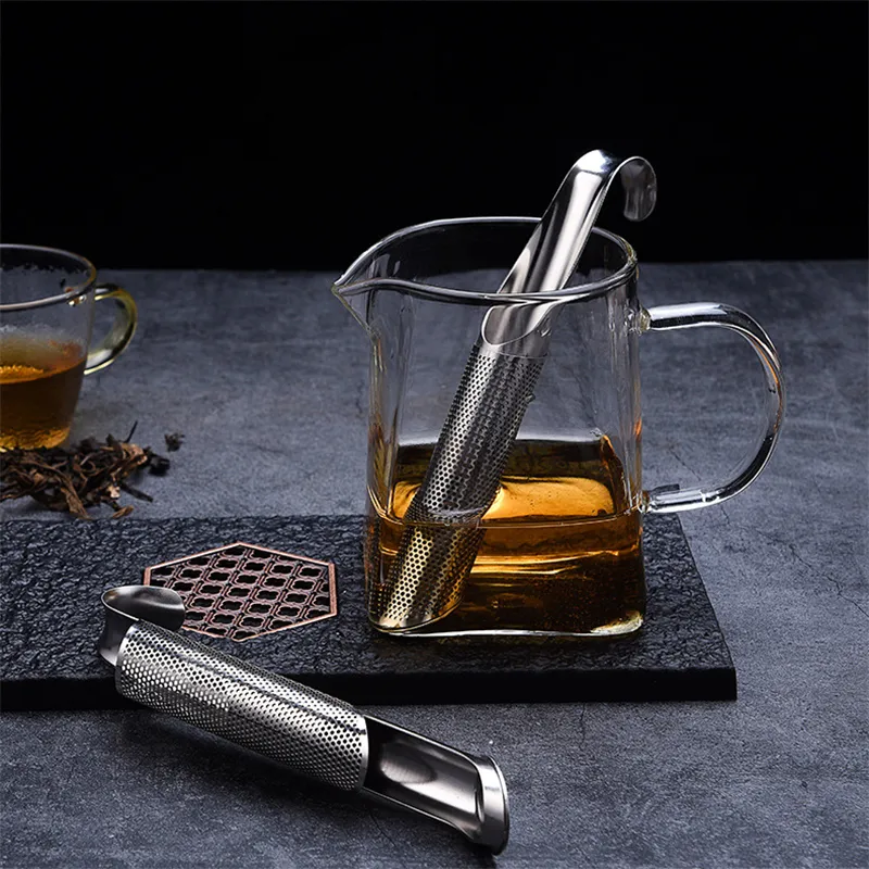 Outils de crépine d'infuseur de thé d'acier inoxydable filtre de maille de diffuseur de tuyau de bâton pour les épices roses de feuille de thé en vrac KDJK2203