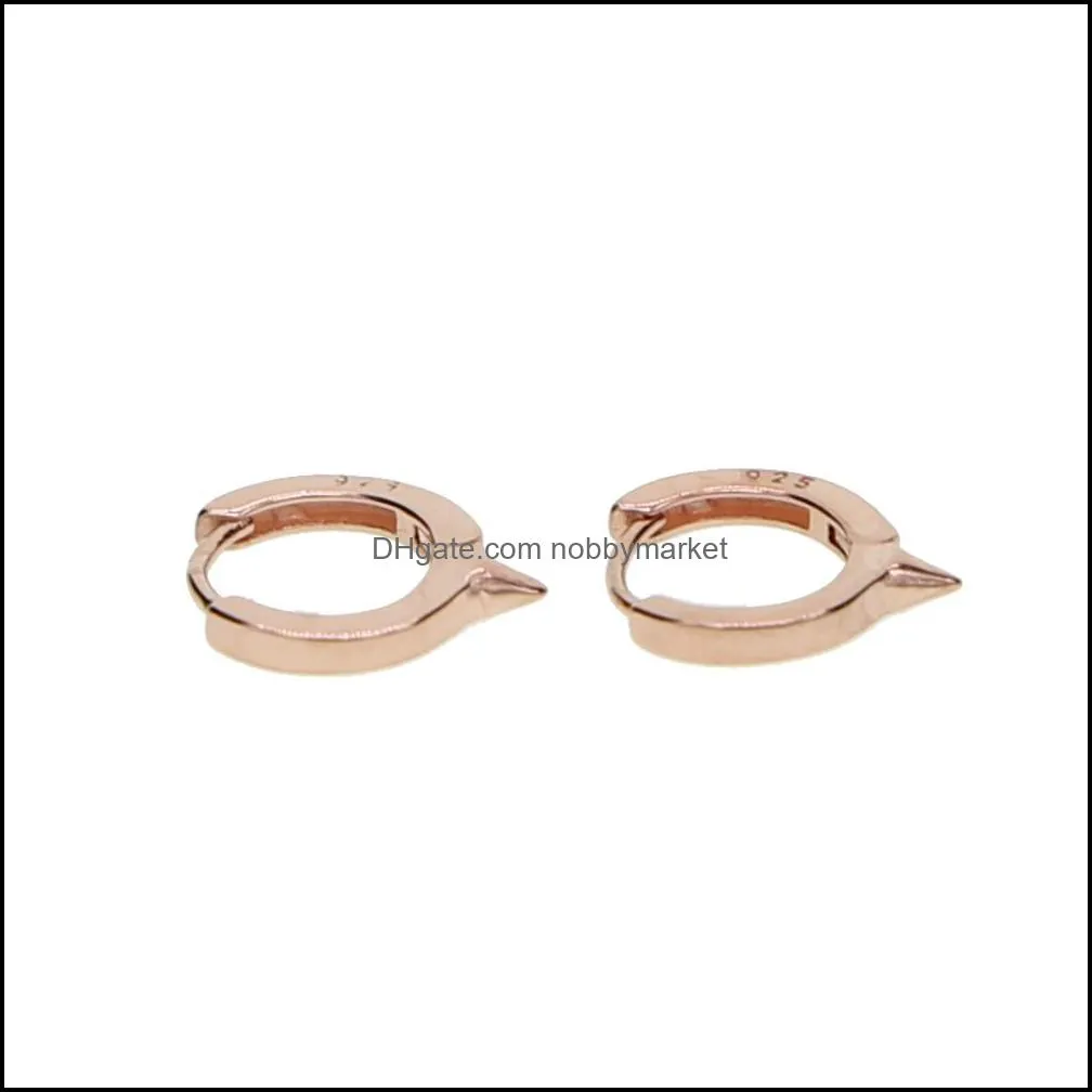 2017 925 sterling silver mini Circle spike hoop 10mm dainty huggie hoop women girl classic simple gold plated hoop earring