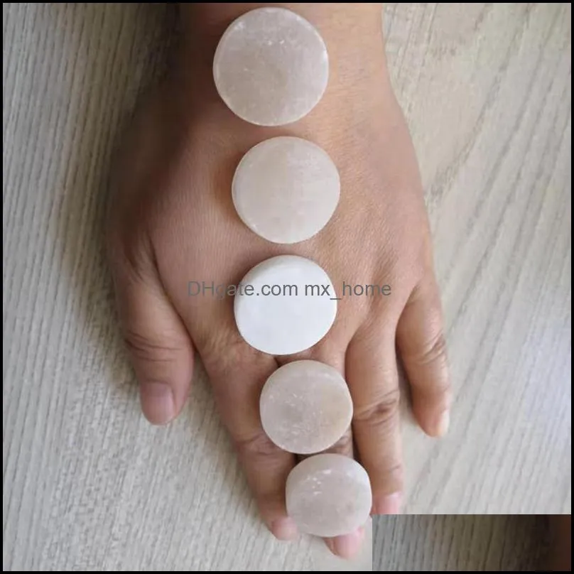 Cerchio di selenite grezza 2 cm fetta Yoga Engergy Healing Crystal Home Decora Regalo di Natale Drop Delivery 2021 Pendenti Arte Artigianato Regali Gar