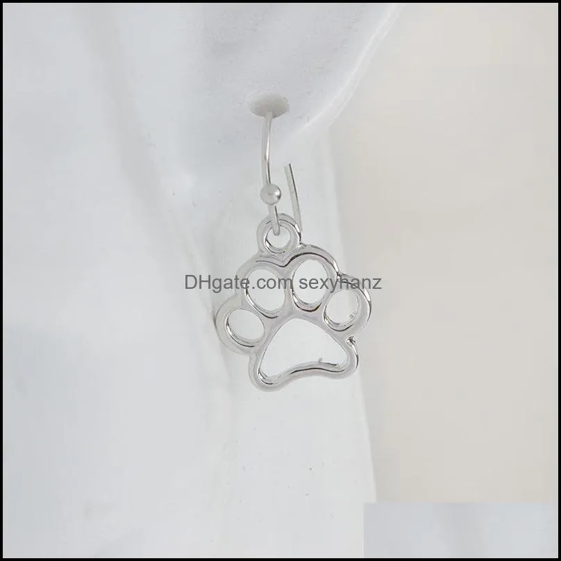 Silver Color Doggie Charm Dog Paw Dangle Earrings Dog Lover Mans Best Friend Pet Animal Dog Gift