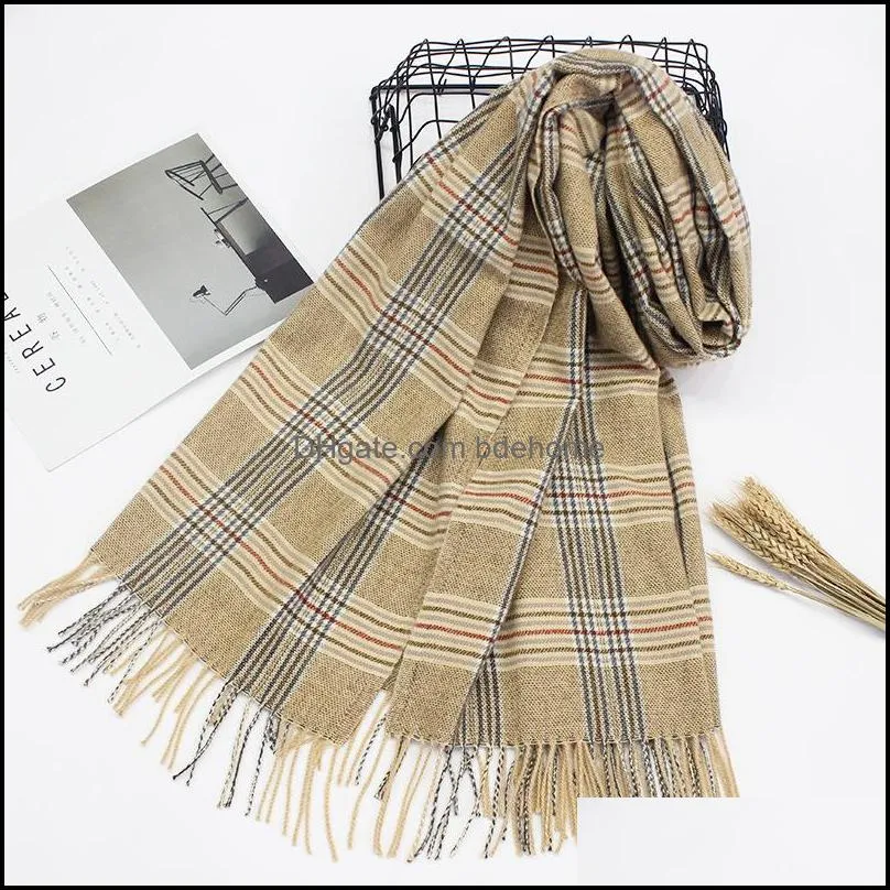 Fringed Shawl Scarf New Women`s Scarf In Autumn And Winter Korean Version Of The Large Plaid Solid Color Imitation Cashmere Scarf DHL