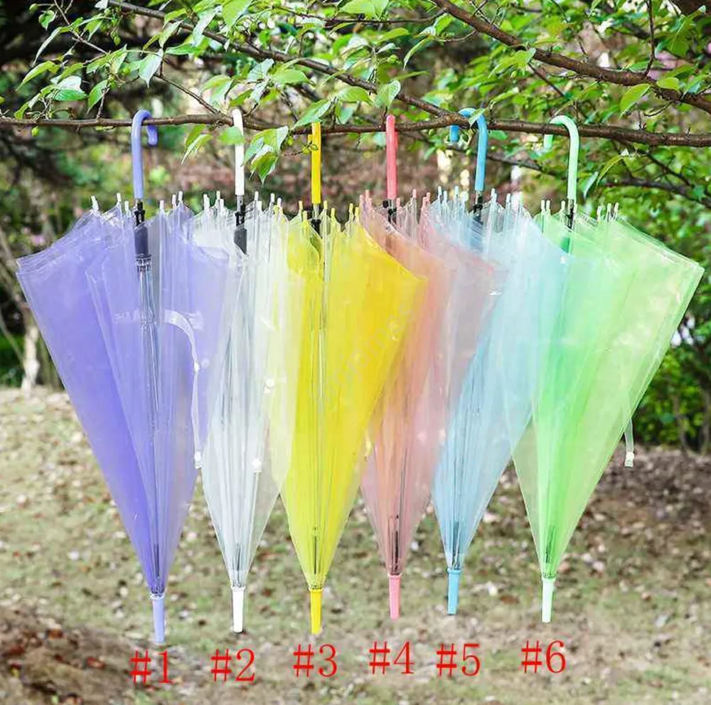 Clear Transparent Rain Umbrella Pvc Rain Dome Bubble Rain Sol Shade Long Handd Handd Stick Umbrella 360pcs DAJ474