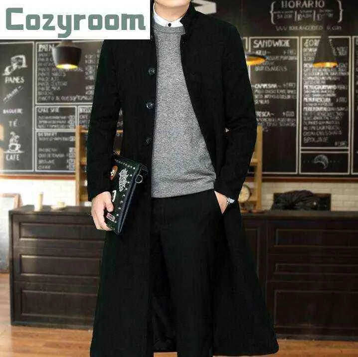 Męski koreański szczupły garnitur długi wełniany płaszcz Męski Kopanie Kopanie Mężczyzn Mężczyzny Mody Personality Kurtki M-4XL Wool Blends T220810