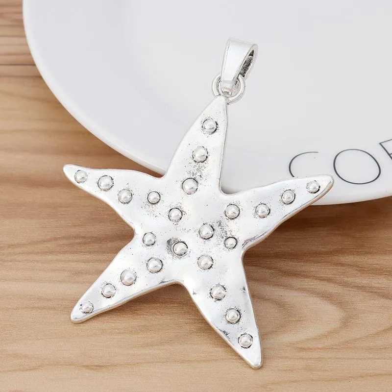 Colgantes de collares, piezas de estrellas de mar grandes, dijes de estrella de mar, colgantes para hacer joyas de Nacklace, hallazgos, colgante de 73x68mm