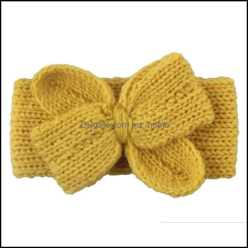 baby girl headband knitted bow toddler turbans bowknot children ear warmer wide kids headwear winter baby hair accessories 11 colors
