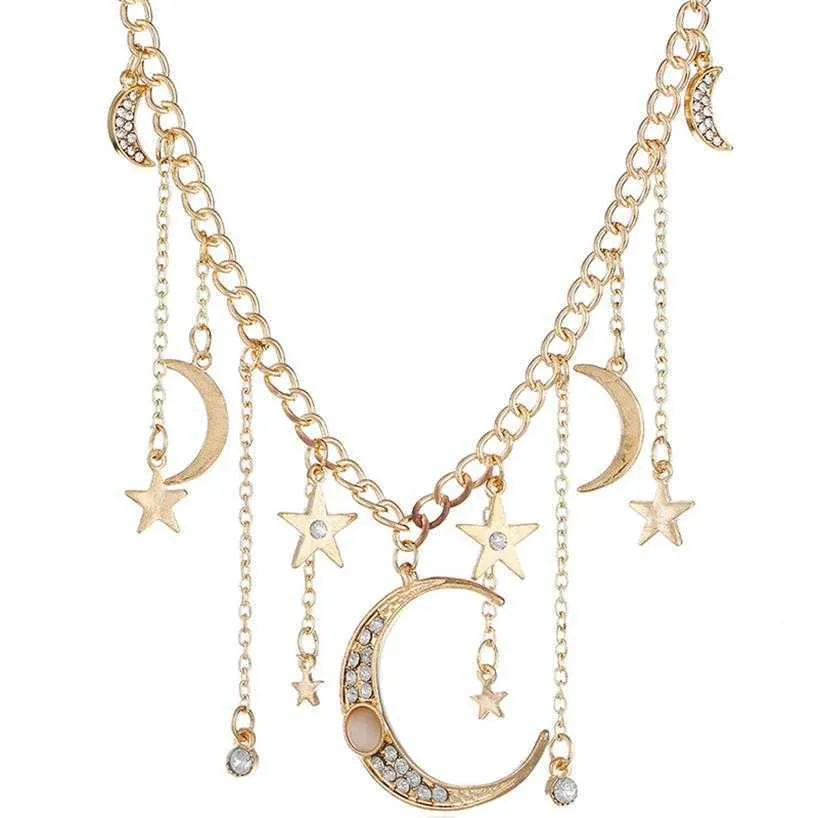 Collana classica popolare alla moda con ciondolo a forma di luna e stella per gioielli di moda da donna con confezione regalo per amore196k