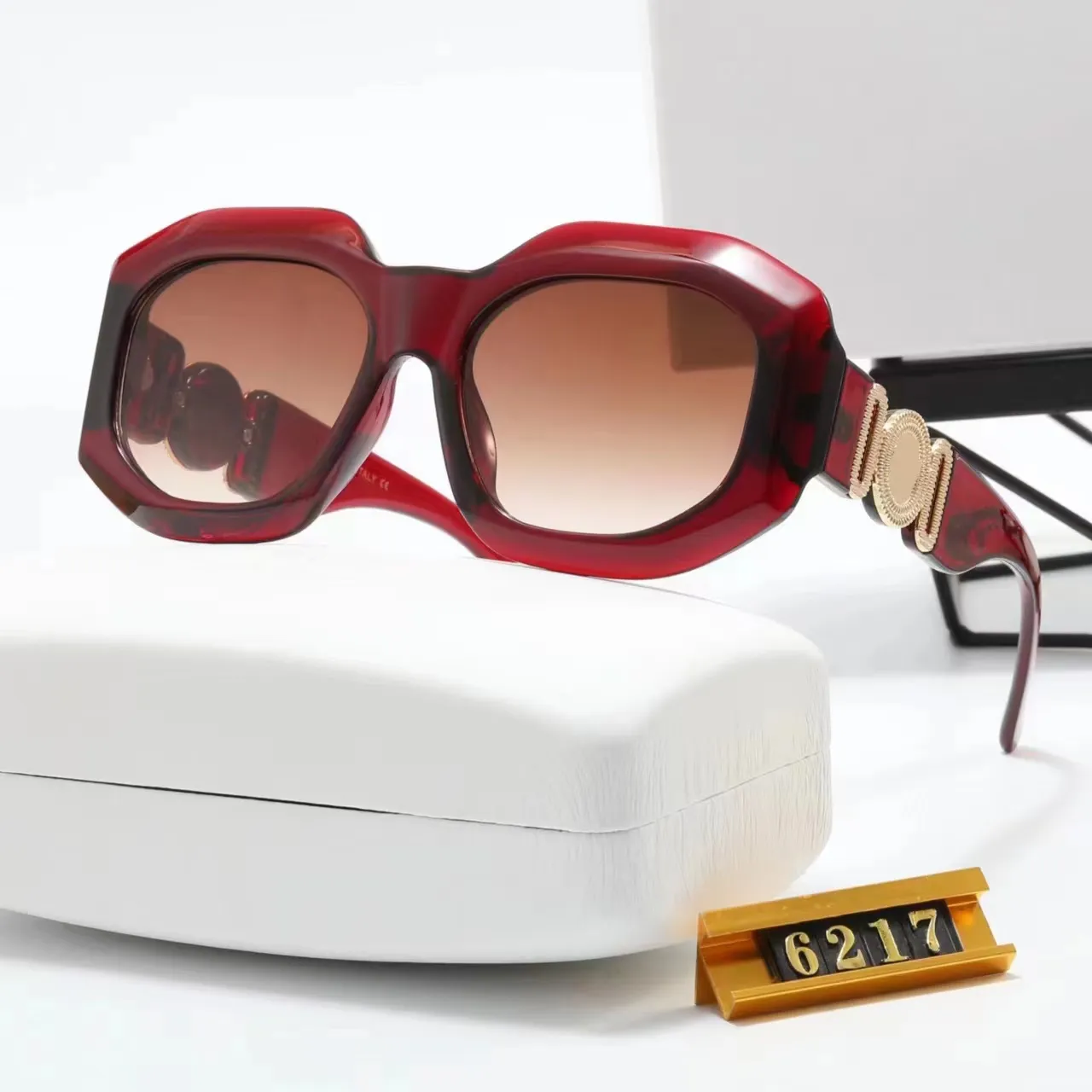 Designer Versage Solglas￶gon Rund solglas￶gon Designer Solglas￶gon Mens Classic Vintage Mirrored Goggles Small Frame Retro Sun Glas￶gon med l￥da Lyxiga solglas￶gon