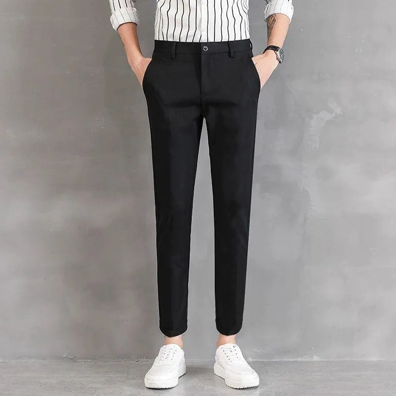 Korean Style Black Harem Slim Fit Suit Pants For Men Slimming Skinny ...