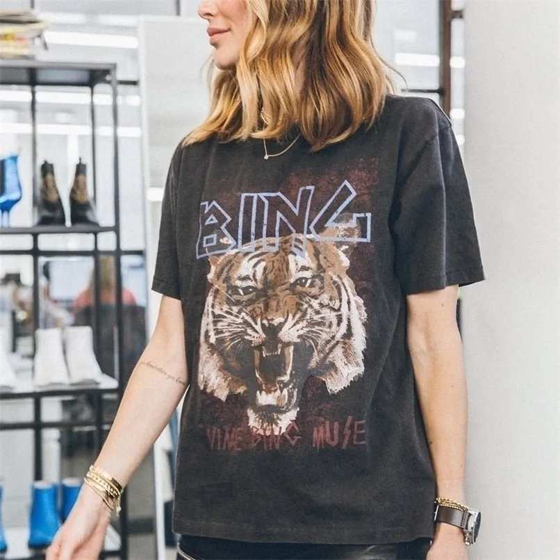 Tiger grafisch tee t -shirt dames zomer kleding los katoenen t -shirt vintage streetwear tops shirts 220527