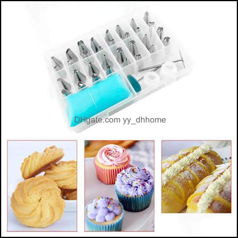 Baking Pastry Tools Bakeware Kitchen Dining Bar Home Garden 38Pcs/Set Stainless Steel Icing Pi Cake N Dh2Oy