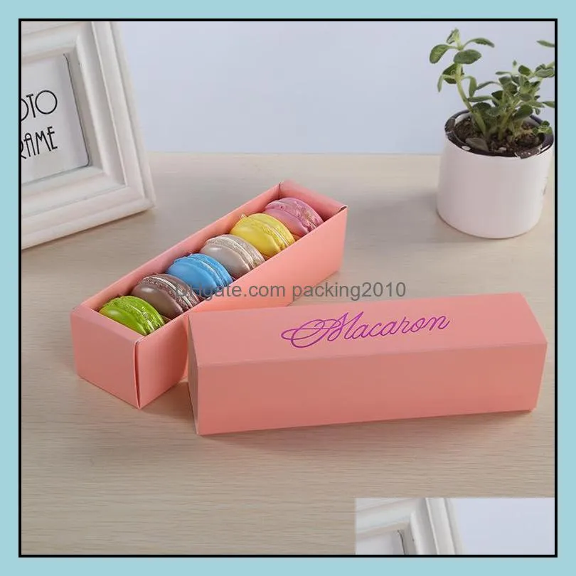 6 Grids Macaron Wrap Paper Wedding Party Gift Boxes Chocolates Cookie Packing Box