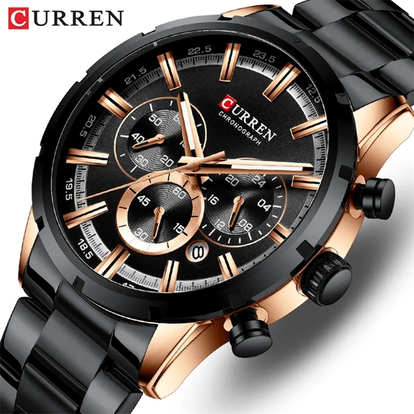 Nouveau CURREN Hommes Montres Classique Design Esthétique Hommes Montre Sport Étanche En Acier Inoxydable Montre-Bracelet Mâle Quartz Relogio Masculino T200113