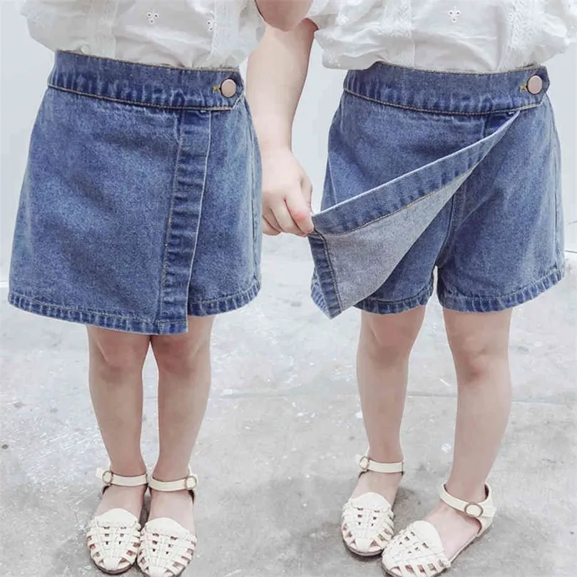 Dzieciowe dżinsy Solidny kolor Krótkie dżinsy dla dziewcząt Letnie dżinsy Infantil Casual Style Baby Girl Ubrania 210412