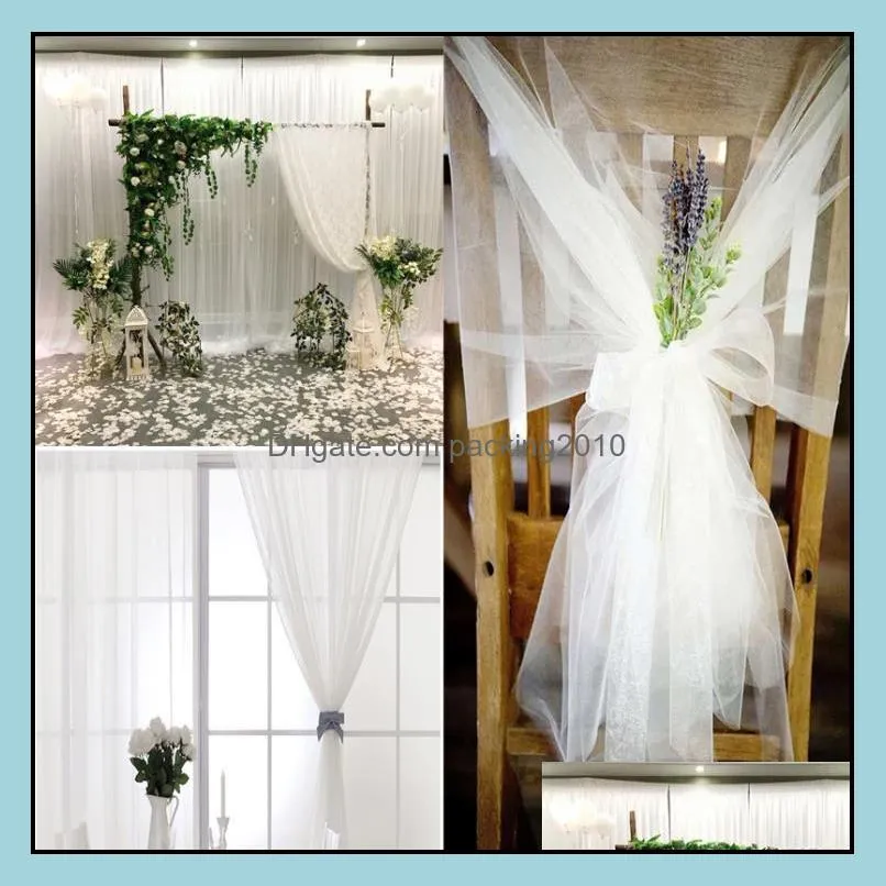 10m wedding decoration tulle roll crystal organza sheer fabric for birthday party backdrop wedding chair sashes decor yarn