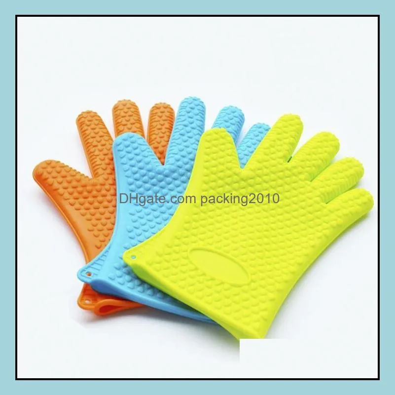 silicone barbecue glove oven mitts arrival food grade heat resistant thick cooking bbq grill gloves kitchen new mitt baking lxl828