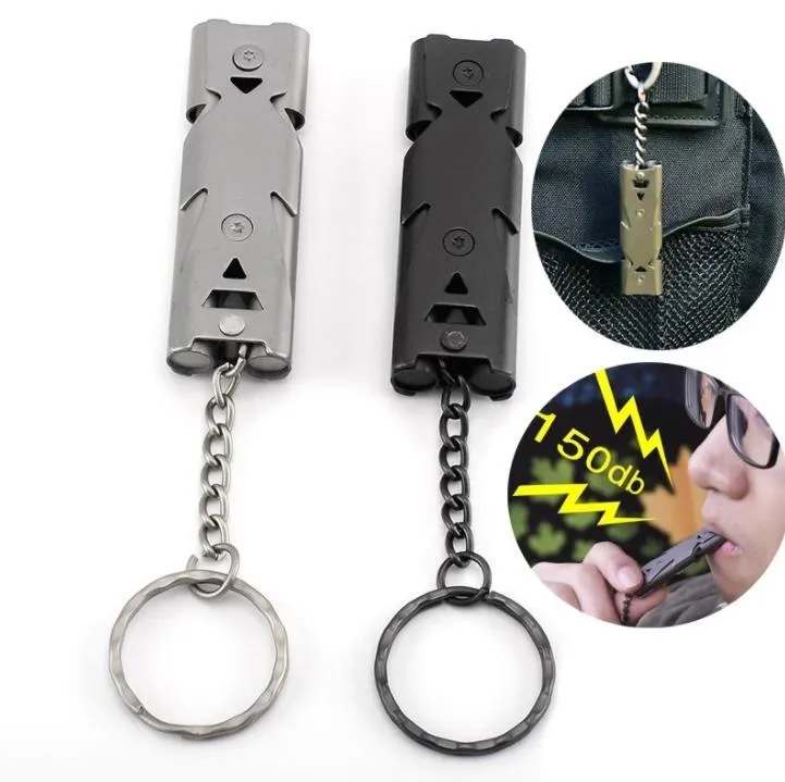 Other Home Garden Outdoor Survival Whistle Double Pipe Whistle Stainless Steel Alloy Keychain Cheerleading Emergency Multi Tool SN6257