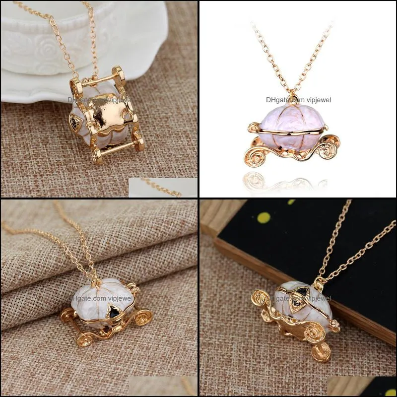 new fashion gold color magic pumpkin car long chain pendant necklace women party club personalized boho choker necklace jewelry vipjewel