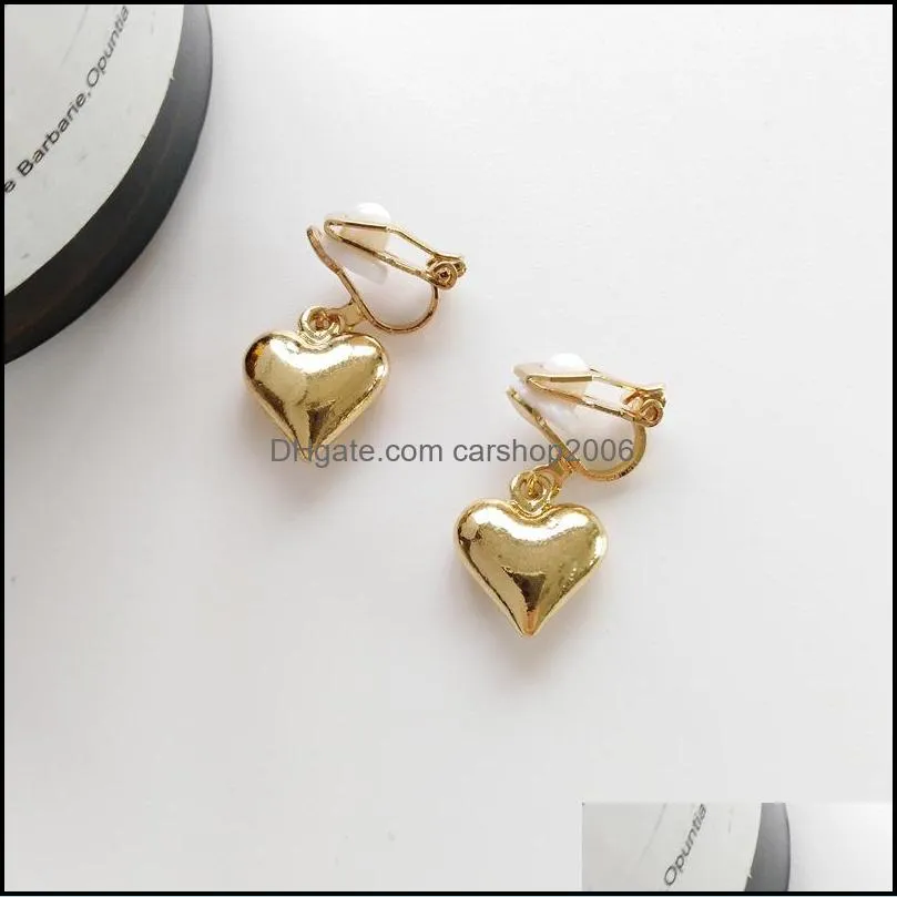 fashion punk gold heart ear cuff earrings hoop drop dangle women men jewelry gift