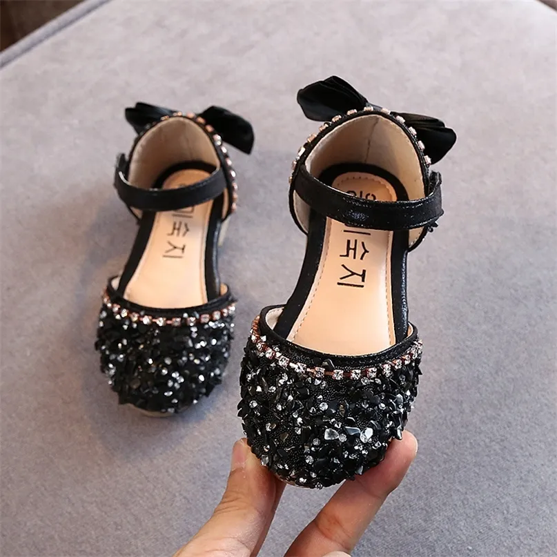 Children Princess Baby Girls Flat Bling Leather Sandals Fashion Sequin Soft Kids Dance Party Sparkly Shoes A986 220725