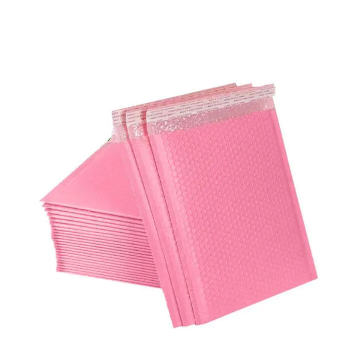 50pcs bolhas -mala direta envelopes acolchoados pérolas de filme presente presente saco de envelope de correio para livros revista lined Mailer self SEAL Pink