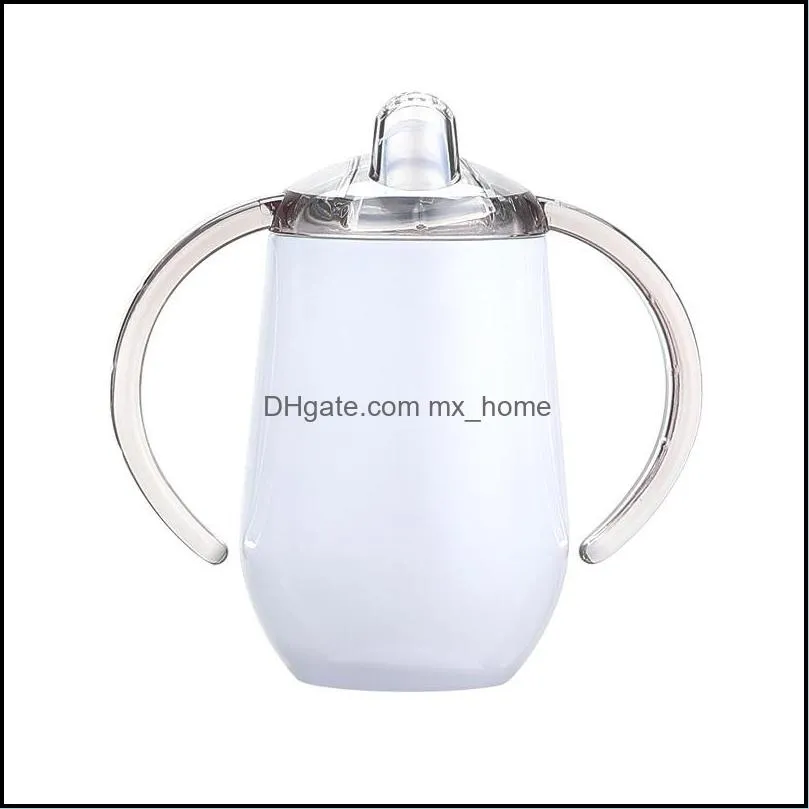 10oz coffee mug sippy cup stainless steel tumbler double handle eggs cups vacuum insulation baby water bottle zwl01