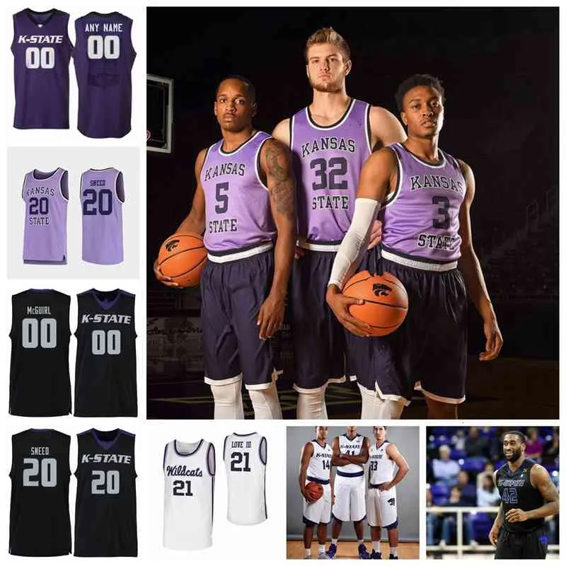 rare Kansas State Wildcats College Basketball Jerseys Austin Trice Jersey Wesley Iwundu Kamau Stokes Bob Boozer Dean Wade Custom Stitched