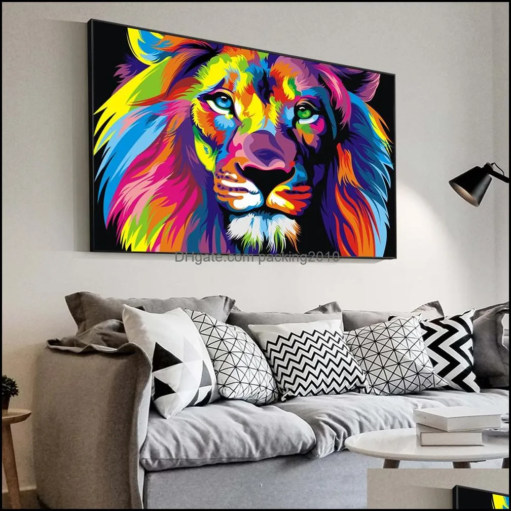 Frameless Colorful  Animals Abstract Paintings Diy Digital Painting By Numbers Modern Wall Art Picture For Home Walls Artwork Home