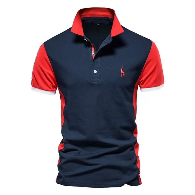 Summer Cotton POLO Shirt Men Giraffe Brand Embroidery Polo High Quality Short Sleeve England Style s Polos 220517