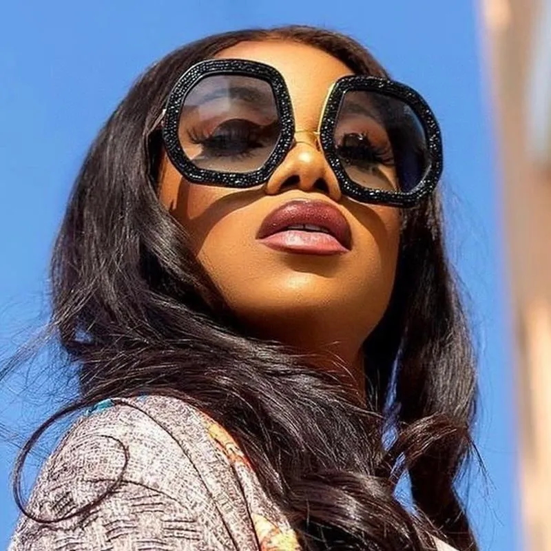 UV400 Sunglasses Irregular Polygon Crystal Frame: Oversized  display picture 3