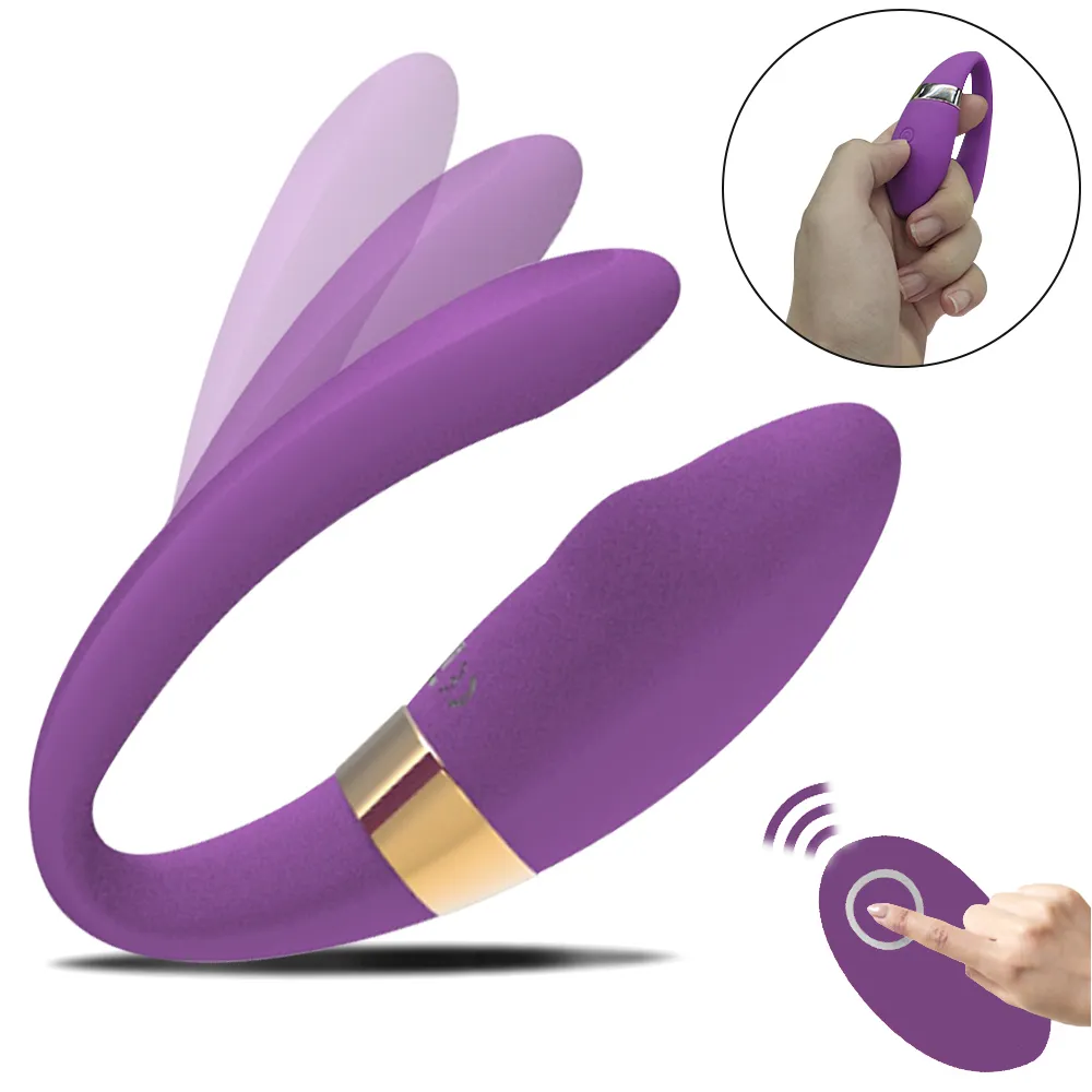 10 modalità Doppi vibratori USB Ricaricabile Dildo Vibratore wireless Giocattolo sexy per donna G Spot U Stimolatore in silicone