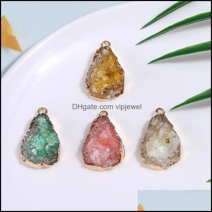 2020 new fashion water drop resin stone pendent multiple colour womens accessories necklace earring pendants wholesale-z