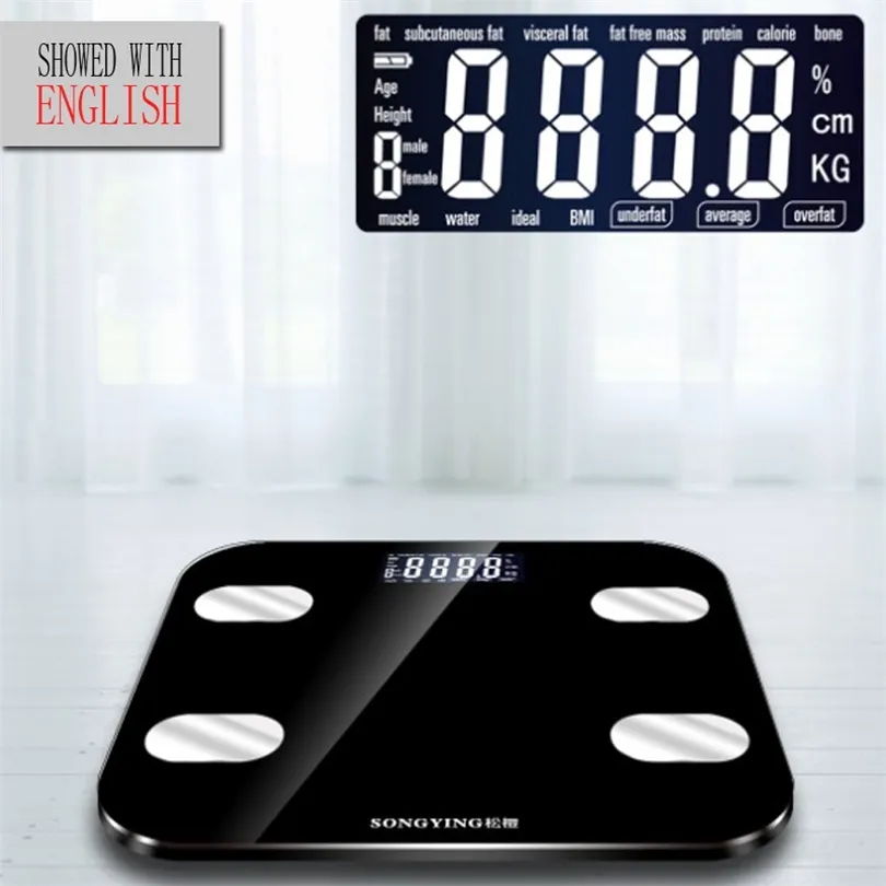 家庭の計量バランス接続組成重量スケールバスルームスケールLED電子デジタル重量スケールボディ脂肪スマートT200522