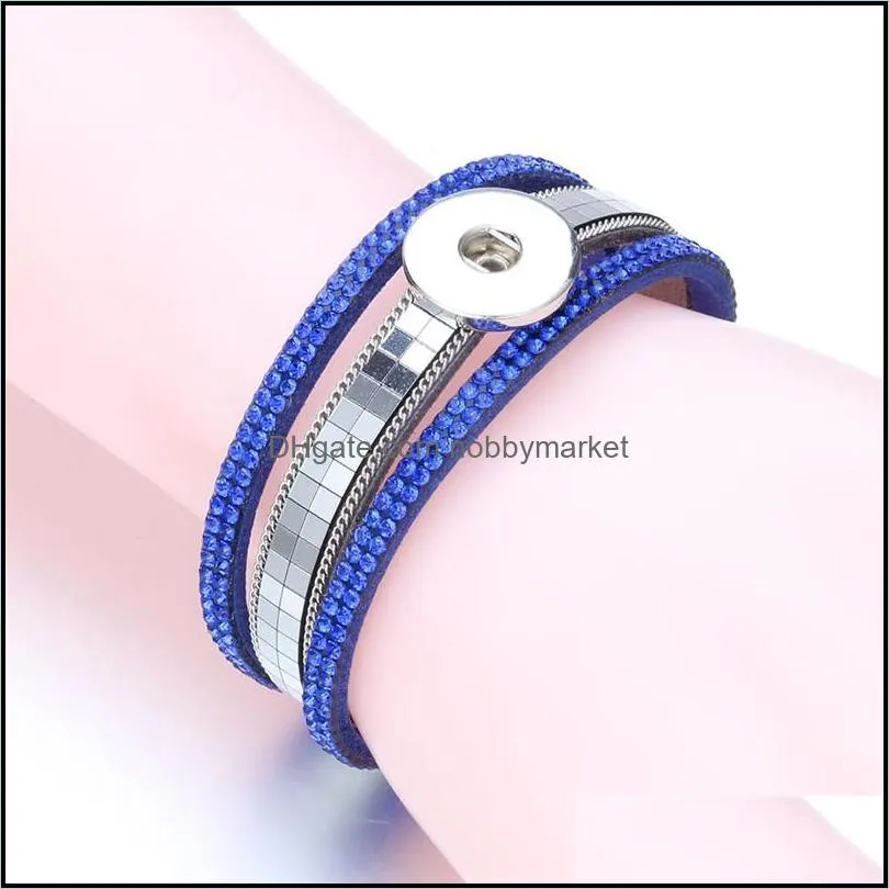 Charm Bracelets 2021 Snap Jewelry Leather Button 18mm Bracelet Leopard Rhinestone For Women ZE562
