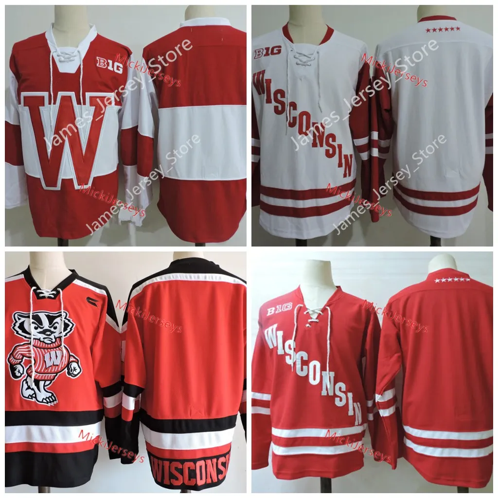 Save Big on Bulk Wisconsin Badgers Jerseys Wisconsin Badgers Hockey Jersey:  Stitched College Jersey Frederic, Hughes, Wagner, Chelios, Suter More 