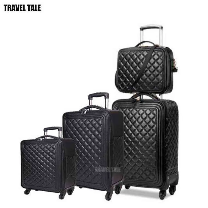 Travel Tale Inch Kända lyxmärken Carry On Resväska Pu Läder Vintage Rolling Bagage set J220708 J220708