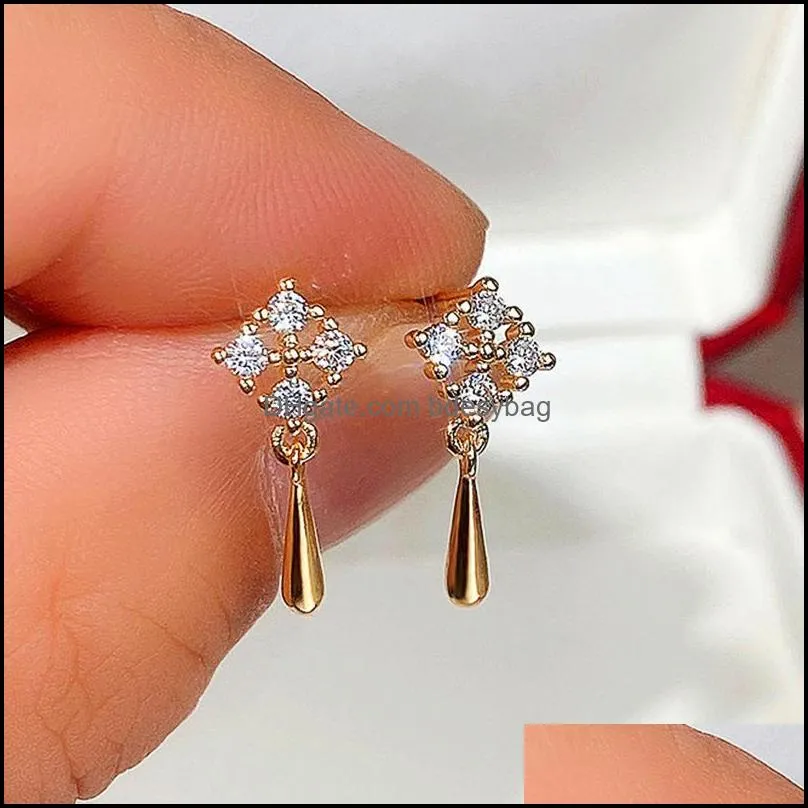 dangle & chandelier huitan dainty drop earrings silver color/gold color delicate women`s daily wear ear accessories fancy girl gift