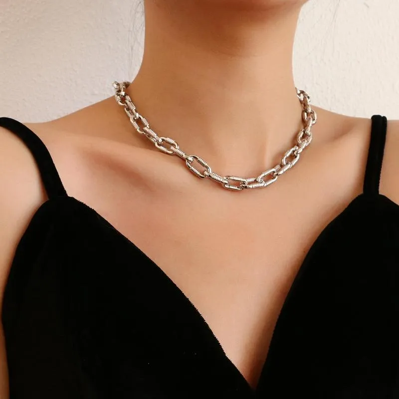 Chaînes Flashbuy Punk Chunky épais chaîne collier pour femmes mâle déclaration torsion métal tour de cou Hip Hop bijoux chaînes