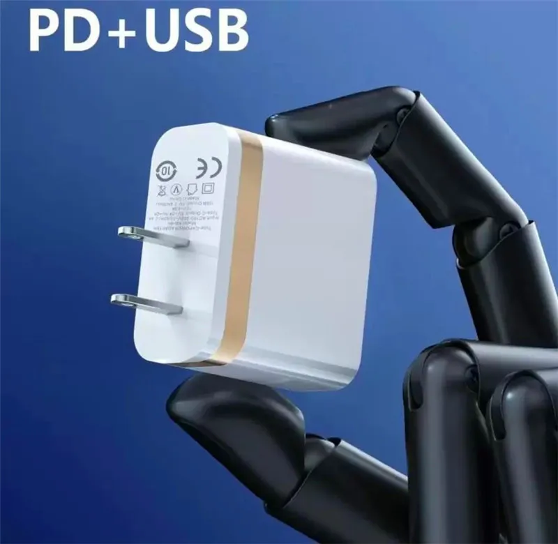 1688AA USB 18W przejściówka do ładowarki ściennej typ C PD 2.4A szybka ładowarka z wtyczką amerykańską do wszystkich telefonów samsung huawei biały opakowanie detaliczne