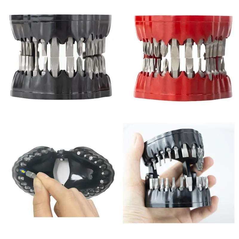 Professionele handgereedschap stelt creatieve prothese boor bithouder tanden model schroevendraaier met 28 bits fits 1/4 inch hex drive adapter tools kit