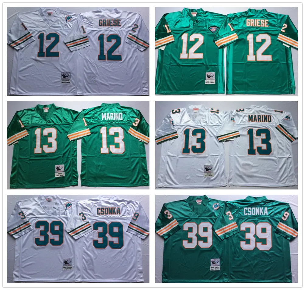 Koszulki piłkarskie Vintage City 75th 12 Bob Griese 13 Dan Marino 39 Larry Csonka Stitched jersey